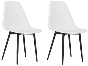 Καρέκλες Τραπεζαρίας 2 τεμ. Λευκές από Πολυπροπυλένιο - Λευκό