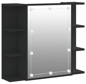 vidaXL Έπιπλο Καθρέπτη με LED Μαύρο 70 x 16,5 x 60 εκ.