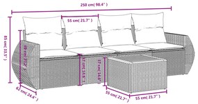 vidaXL Σετ Καναπέ Κήπου 5 Τεμαχίων Μαύρο Συνθετικό Ρατάν με Μαξιλάρια