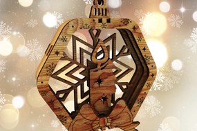 Σετ των 3 Intra απο ξύλο plywood 3mm-4mm πάχος Χριστουγεννιάτικο στολίδι με κερί Δίασταση 3x3 cm INTRAFABR-111884904