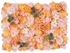 GloboStar® Artificial Garden ROSES STORY ORANGE 78333 Τεχνητό Διακοσμητικό Πάνελ Λουλουδιών - Κάθετος Κήπος σύνθεση Αμβροσία Μ60 x Π40 x Υ6cm