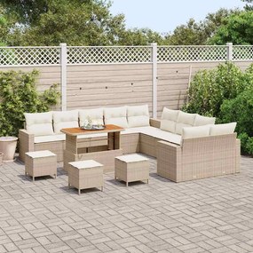 vidaXL Σετ Καναπέ Κήπου 14 pcs Μπεζ συνθετικό ρατάν