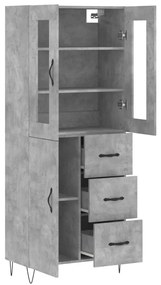 vidaXL Ντουλάπι Γκρι Σκυροδέματος 69,5x34x180 εκ. Επεξεργασμένο Ξύλο