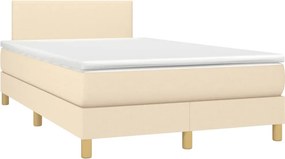 vidaXL Κρεβάτι Boxspring με Στρώμα Κρεμ 120x200 εκ. Υφασμάτινο