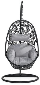 Κρεμαστή πολυθρόνα Comfort Garden 1566, 196x95x95cm, Γκρι, Μαύρο, Ταπισερί, Μαξιλάρι καθίσματος: Ναι | Epipla1.gr