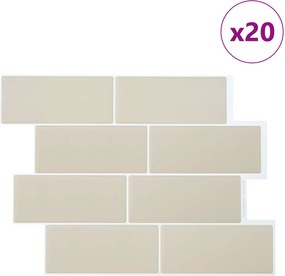 vidaXL Πλακάκι Subway 20 pcs Μπεζ 29 x 21 εκ Πολυουρεθάνη και PET