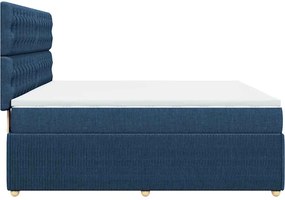 vidaXL Κρεβάτι Boxspring με Στρώμα Μπλε 180x200 εκ. Υφασμάτινο