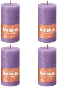 Bolsius Κεριά Κύλινδρος Ρουστίκ Shine 4 τεμ. Φωτ. Βιολετί 130 x 68 χιλ