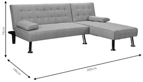 Γωνιακός καναπές-κρεβάτι αριστερή γωνία Brisk pakoworld καφέ-γκρι ύφασμα 200x146x75εκ - Ύφασμα - 035-000070