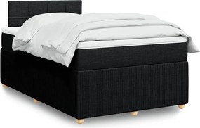 vidaXL Κρεβάτι Boxspring με Στρώμα Μαύρο 120x190 εκ. Υφασμάτινο