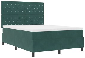 vidaXL Κρεβάτι Box Spring με Ματράκι Σκούρο Πράσινο 140x200 εκ Βελούδο