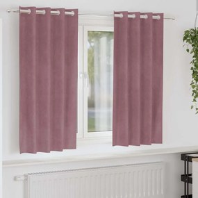 vidaXL Κουρτίνες με κουρτίνες 2 pcs Σκούρο Ροζ 140 x 175 cm Βελούδο