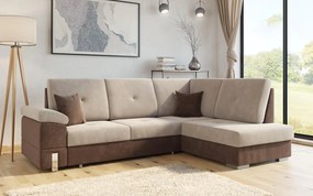 Γωνιακός καναπές κρεβάτι GUES με αποθηκευτικό χώρο, μπέζ με καφέ, 270x108x190cm-Δεξιά γωνία-TED3333