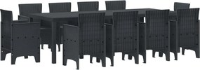vidaXL Σέτ φαγητού για κήπο 11 pcs Ανθρακί Πολυπροπυλένιο