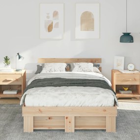 vidaXL Σκελετός Κρεβατιού Καφέ 140 x 190 cm Συμπαγές ξύλο πεύκου