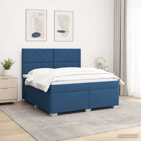 vidaXL Κρεβάτι box spring με στρώμα Μπλε 160 x 200 cm Ύφασμα