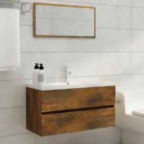 vidaXL Ντουλάπι Νιπτήρα Καπνιστή Δρυς 90x38,5x45 εκ Επεξεργασμένο Ξύλο