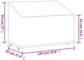 καλύμματα πάγκου 2 καθισμάτων 2 τεμάχια 134x70x65/94 cm 420D - Μαύρο