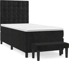 vidaXL Κρεβάτι Boxspring με Στρώμα Μαύρο 80 x 200 εκ. Βελούδινο