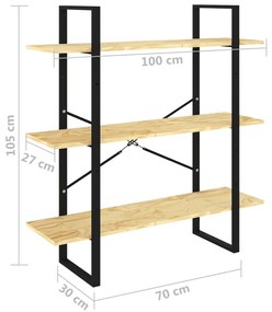 ΒΙΒΛΙΟΘΗΚΗ ΜΕ 3 ΡΑΦΙΑ 100 X 30 X 105 ΕΚ. ΑΠΟ ΜΑΣΙΦ ΞΥΛΟ ΠΕΥΚΟΥ 806552