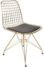 Καρέκλα Tivoli (Σετ 2Τμχ) 974NMB1208 46x42,5x81cm Gold Μέταλλο, Δέρμα