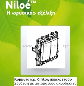 Διακόπτης κομμυτατέρ K/R διπλός λευκός  Legrand Niloe