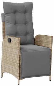 vidaXL Σέτ φαγητού για κήπο 7 pcs Μπεζ Πολυ ράταν