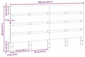 vidaXL Ξύλινη Κεφαλή Κρεβατιού Καφέ κεριού 160.5 x 3 x 80 cm