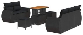 Σετ Καναπέ Κήπου με μαξιλάρι 8 pcs Μαύρο συνθετικό ρατάν