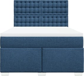 vidaXL Κρεβάτι Boxspring με Στρώμα Μπλε 160x200 εκ. Υφασμάτινο