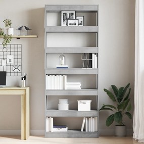 vidaXL Γκρι Βιβλιοθήκη Σκυροδέματος Γκρι σκυρόδεμα Επεξεργασμένο ξύλο