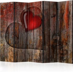 Διαχωριστικό με 5 τμήματα - Heart on wooden background II [Room Dividers]