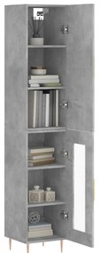 vidaXL Ντουλάπι Γκρι Σκυροδέματος 34,5x34x180 εκ. Επεξεργασμένο Ξύλο