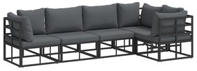 vidaXL Σετ Καναπέ Κήπου 5 pcs Μαύρο 283 x 143 x 71 εκ. Αλουμίνιο