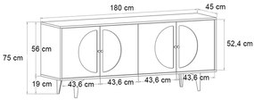 Μπουφές Aureta Megapap χρώμα λευκό - sapphire oak 180x45x75εκ.