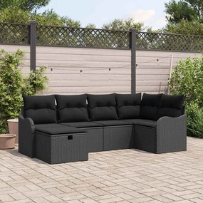 vidaXL Σετ Καναπέ Κήπου με μαξιλάρι 6 pcs Μαύρο Πολυ ράταν