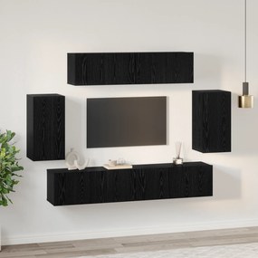 vidaXL Τηλεοπτική Κάβα Τοίχου 6 pcs Μαύρη δρυς 200 x 30 x 150 εκ