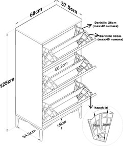 Παπουτσοθήκη Καρυδί / Λευκό CUMIZAN 60x37.5x125