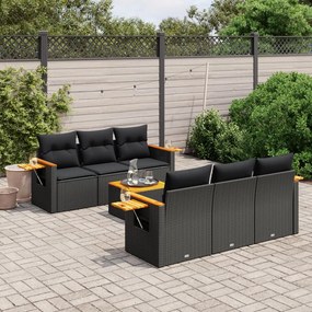 vidaXL Patio Sofa Set 6-θέσια Black