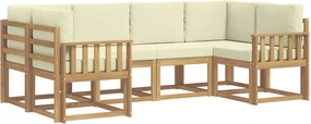 vidaXL Σειρά Καναπέ Εξωτερικού με μαξιλάρι 6 pcs Λευκό και Κρεμ