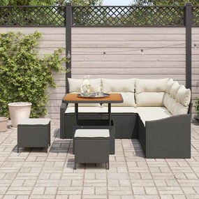 vidaXL Σετ Καναπέ Κήπου με μαξιλάρι 8 pcs Μαύρο Πολυ ράταν