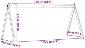 Οροφή Κρεβατιού Παιδική Καφέ 199x95,5x88 εκ. Μασίφ Ξύλο Πεύκου - Καφέ