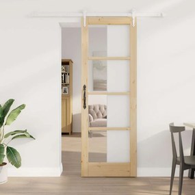 vidaXL Ολισθητή Πόρτα Καφέ 73.5 x 211 εκ Ξύλο και μέταλλο