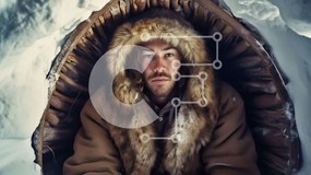 Intra Συλλεκτικό Ξύλινο Παζλ Plywood 4mm - Χειμερινή σκηνή με άνδρα σε ιγκλού από χιόνι Σε Ξύλινο Κουτί - Διαστάσεις: 10x10 cm – 25 κομμάτια