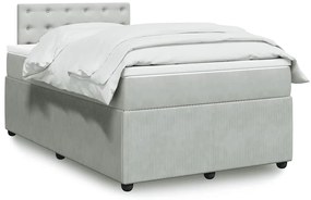 vidaXL Κρεβάτι Boxspring με Στρώμα Ανοιχτό Γκρι 120x200 εκ. Βελούδινο
