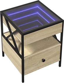 vidaXL Κομοδίνο Άπειρο Φως LED Sonoma Δρυς 40x40x51 εκ.