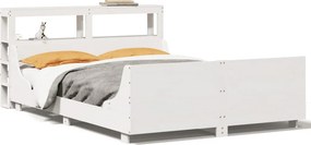 vidaXL Σκελετός Κρεβ. Χωρίς Στρώμα Λευκό 150x200 εκ Μασίφ Πεύκο