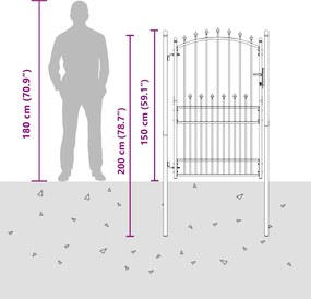 vidaXL Πύλη Φράχτη με Ακίδες EMMEN 100 x 200 cm