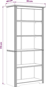 vidaXL Βιβλιοθήκη BODO 5 επιπέδων 82 x 40 x 173 εκ. Επεξεργασμένο Ξύλο