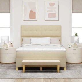 vidaXL Κρεβάτι με ελατήρια με κεφαλάρι Κρεμ 140 x 190 cm ύφασμα